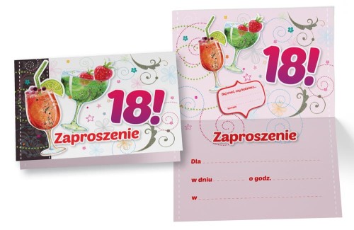 Zaproszenie ZZ-038 Urodziny 18 - drinki