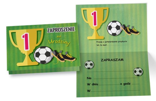Zaproszenie ZZ-058 Urodziny piłka, puchar
