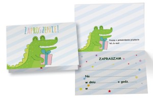 Zaproszenie z rysunkiem krokodyla