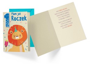 Karnet DK-856 Urodziny 1 (roczek, cyferki, lew)
