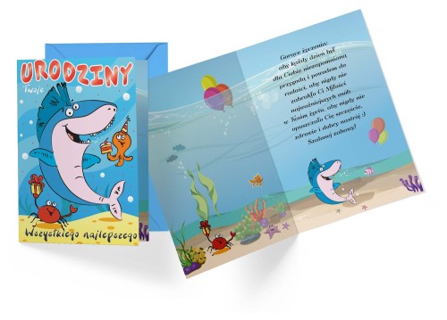 Karnet PR-414 Urodziny dziecięce (rekin)