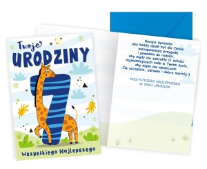 Karnet PR-450 Urodziny 7 (cyferki, żyrafa)