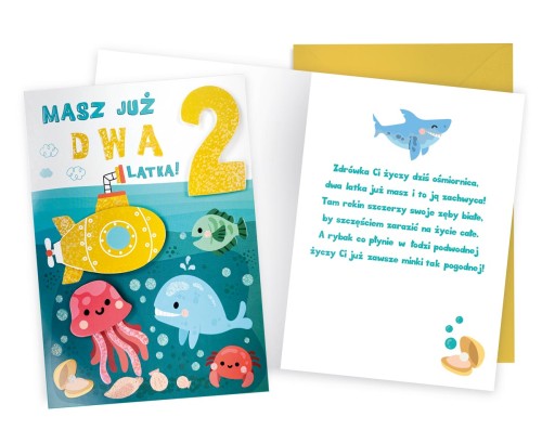 Karnet DKP-033 Urodziny 2 (cyferki, ośmiornica)