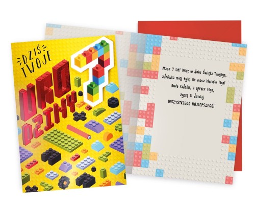 Karnet DKP-043 Urodziny 7 (cyferki, lego)