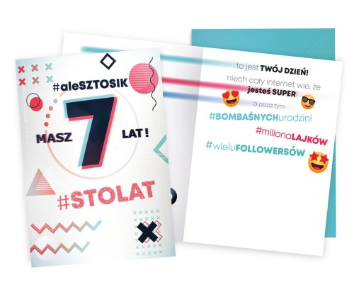 Karnet DKP-044 Urodziny 7 (cyferki, emotki)