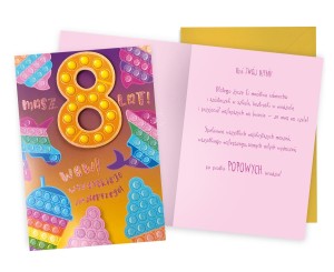 Karnet DKP-046 Urodziny 8 (cyferki, pop it)