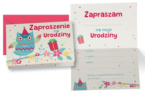 Zaproszenie ZZ-084 Urodziny sówka