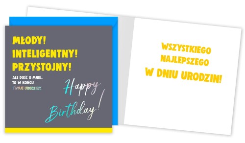 Karnet QR-005 Urodziny (młody, inteligentny, przystojny)