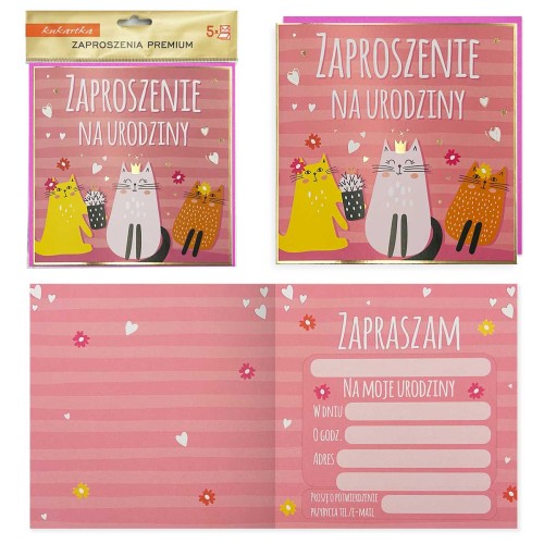 Zaproszenie PMZ-101 Urodziny (kotki)