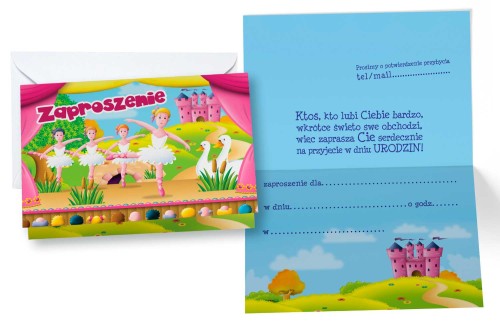 Zaproszenie ZZ-028 Urodziny Baletnice