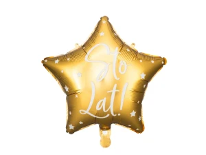 Balon foliowy Sto Lat!, 40cm, złoty (1 op. / 1 szt.)