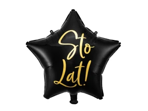 Balon foliowy Sto Lat!, 40cm, czarny (1 op. / 1 szt.)