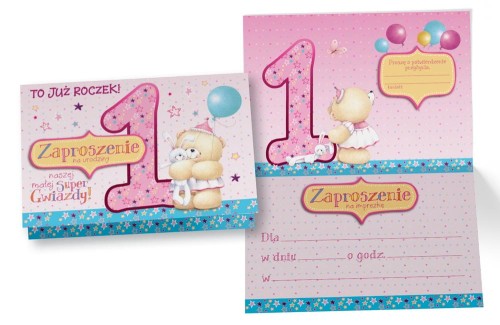 Zaproszenie ZZ-036 FF Roczek dziewczynka