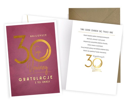 Karnet V-010 Urodziny 30 (cyfry)