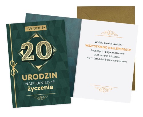 Karnet DK-1175 Urodziny 20 (cyfry, męskie)