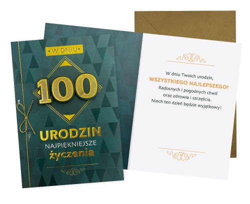 Karnet DK-1126 Urodziny 100 (cyfry, męskie)