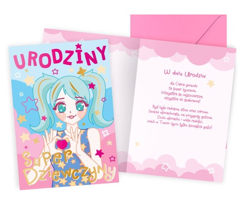 Karnet PR-561 Urodziny (anime, dziewczęce)