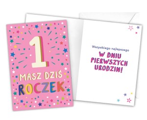 Karnet LKL-002 1. urodziny (dziewczynka)