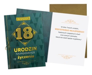 Karnet DK-1118 Urodziny 18 (osiemnastka, cyfry, męskie)