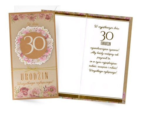 Karnet PM-414 Urodziny 30 (cyfry, kraft)