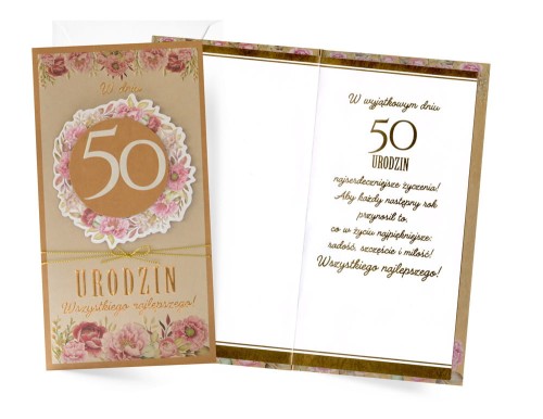 Karnet PM-416 Urodziny 50 (cyfry, kraft)