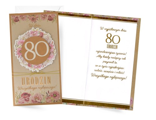 Karnet PM-419 Urodziny 80 (cyfry, kraft)
