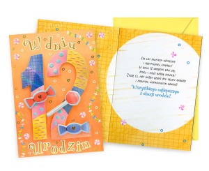 Karnet DK-1262 Urodziny 12 (cyferki, lizaki)