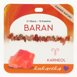 Bransoletka BRA-037 Znak zodiaku (Baran, karneol)