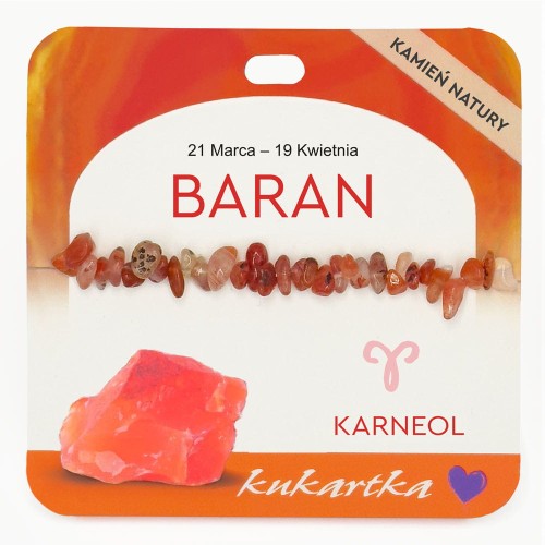 Bransoletka BRA-037 Znak zodiaku (Baran, karneol)