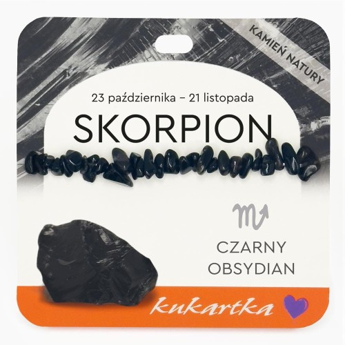 Bransoletka BRA-047 Znak zodiaku (Skorpion, czarny obsydian)