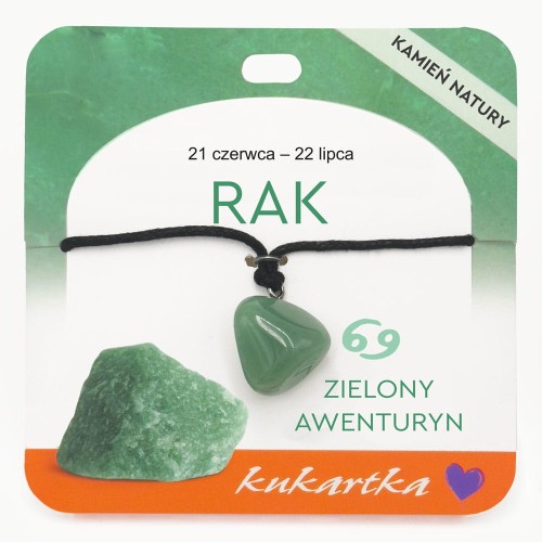 Naszyjnik NAS-046 Znak zodiaku (Rak, zielony awenturyn)
