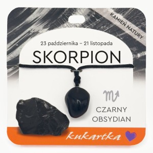 Naszyjnik NAS-047 Znak zodiaku (Skorpion, czarny obsydian)