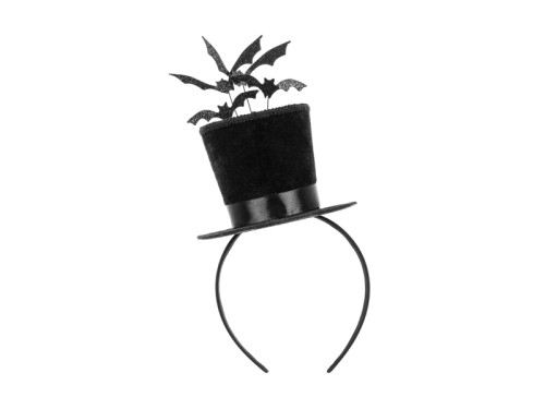 Opaska Cylinder z Nietoperzami,19x26 cm, czarny