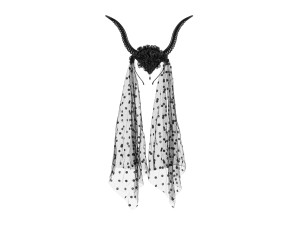 Opaska Rogi z tiulem, 30x76 cm,czarny
