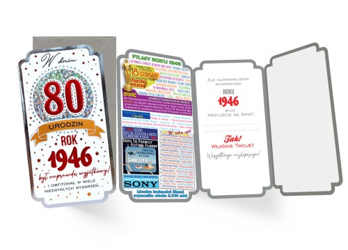 Karnet PM-455 Urodziny 80 (cyfry, roczniki) 2026