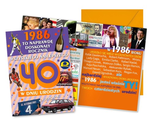 Karnet V-130 Urodziny 40 (cyfry, roczniki) 2026