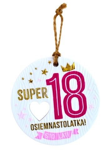 Ceramiczna zawieszka CEZ-165 Osiemnastolatka (osiemnastka, cyfry)