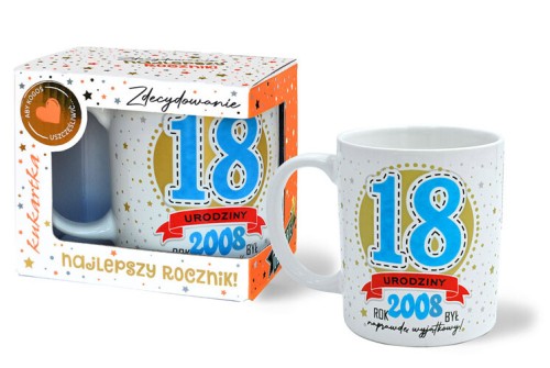 Kubek Premium Q 1070 Urodziny 18 (niebieska, cyfry, roczniki)