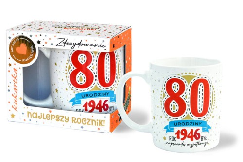 Kubek Premium Q 1076 Urodziny 80 (cyfry, roczniki)