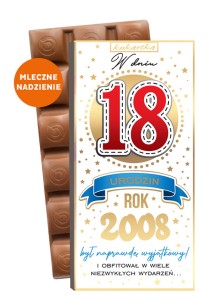 CZEKOLADA 545 Urodziny 18 (cyfry, roczniki) (nadziewana)