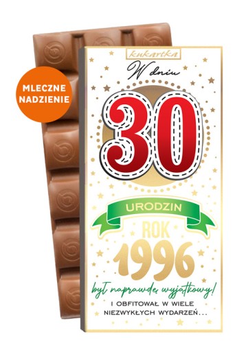CZEKOLADA 546 Urodziny 30 (cyfry, roczniki) (nadziewana)