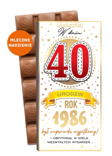 CZEKOLADA 547 Urodziny 40 (cyfry, roczniki) (nadziewana)