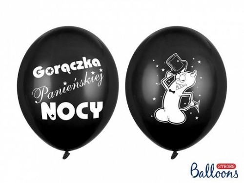Balony 30cm Gorączka..., P. Black: 1op./6szt.