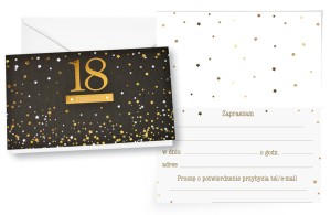 Zaproszenie PMZ-141 Urodziny 18 (osiemnastka, cyfry, gwiazdki)