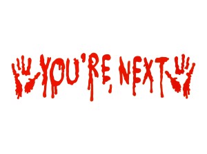 Żelowe naklejki na okno You're Next, czerwony
