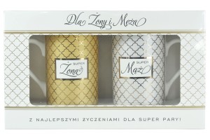 Kubek komplet Q 791 Ślub (Super Żona/Mąż, wzory)