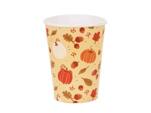 Kubeczki papierowe Dynie i żołędzie, 250 ml, pomarańczowy: 1op./6szt