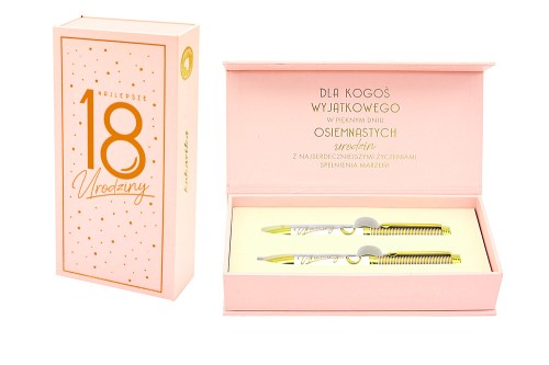 Długopis+ołówek Komplet DPK-005 Urodziny 18 (osiemnastka, różowa) Elite