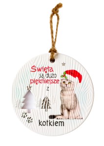 Ceramiczna zawieszka CEZ-042 BN (kotek biały)